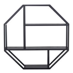 Furniture To Go Seaford Octagonal Metal Wall Shelf in Black - thumbnail 2
