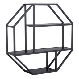 Furniture To Go Seaford Octagonal Metal Wall Shelf in Black - thumbnail 1