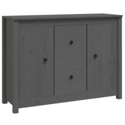 Berkfield Home Sideboard Grey 100x35x74 cm Solid Wood Pine - Size: 100 x 35 x 74 cm - thumbnail 3