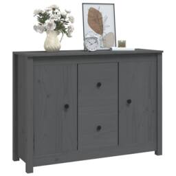 Berkfield Home Sideboard Grey 100x35x74 cm Solid Wood Pine - Size: 100 x 35 x 74 cm - thumbnail 7