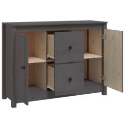 Berkfield Home Sideboard Grey 100x35x74 cm Solid Wood Pine - Size: 100 x 35 x 74 cm - thumbnail 5