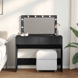 Berkfield Home Dressing Table with LED Black 100x40x120 cm - Size: 100 x 40 x 120 cm - thumbnail 2