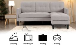 Furniture 786 Vintage Linen Fabric Reversible Footstool 3 Seater Sofa in Beige