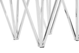 Orsina Chrome End Table with Triangular Base, Clear Tempered Glass Top Settee Side Table, Metal Design Side Table in Silver - thumbnail 4