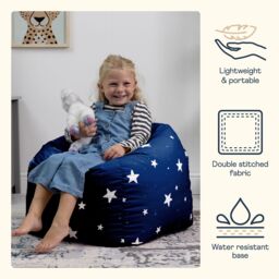 icon Kids Starry Skies Bean Bag Chair Grey Childrens Bean Bags in Navy - thumbnail 3
