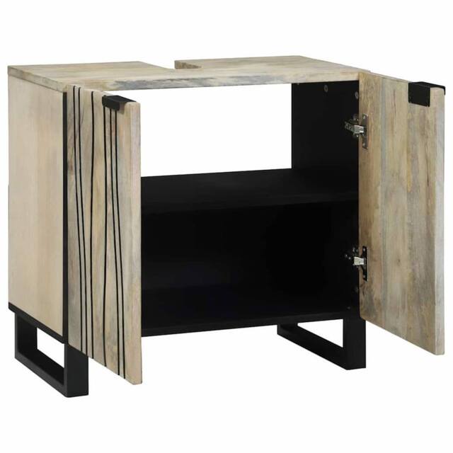Berkfield Home Sink cabinet with Shelf with Storage with Door Brown, Black 62 x in Brown - image 1