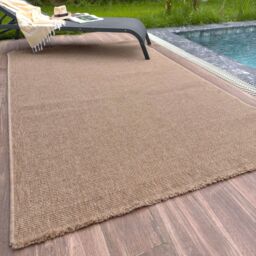THE RUGS Jute Looking Square Dots Design Outdoor Rugs Garden Patio Nature 5200 in Natural - Size: 80 cm x 150 cm