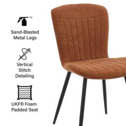 FWStyle Grace Pack Of 4 Chestnut Upholstered Waterfall Clamshell Dining Chairs in Brown - thumbnail 2