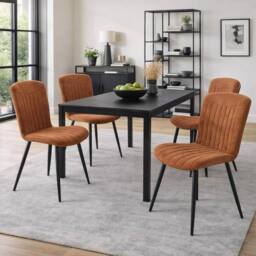 FWStyle Grace Pack Of 4 Chestnut Upholstered Waterfall Clamshell Dining Chairs in Brown - thumbnail 1