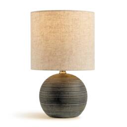 FurnitureboxUK Ripple Grey & Black Textured Ceramic Round Table Lamp - thumbnail 5