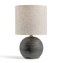 FurnitureboxUK Ripple Grey & Black Textured Ceramic Round Table Lamp - thumbnail 4