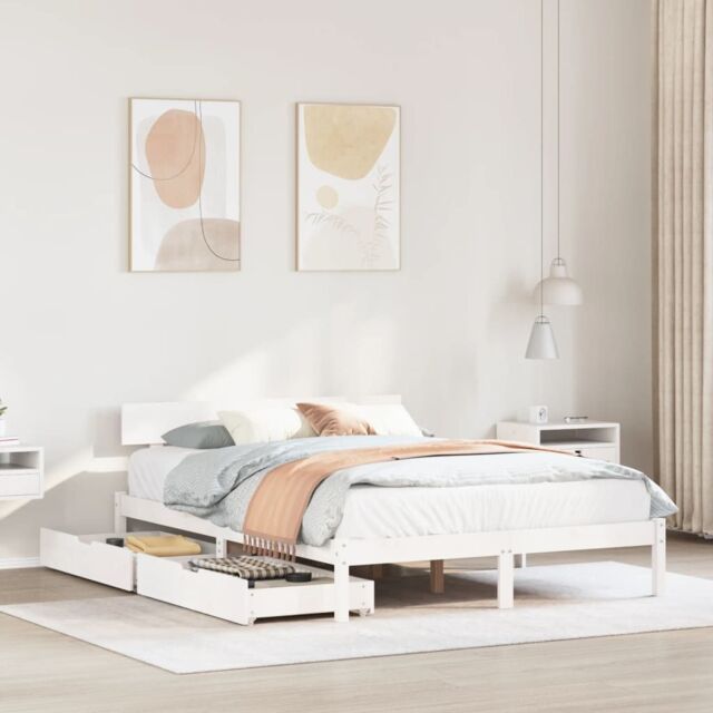 Berkfield Home Bed Frame without Mattress White 120x190 cm Small Double Solid Wood Pine - image 1