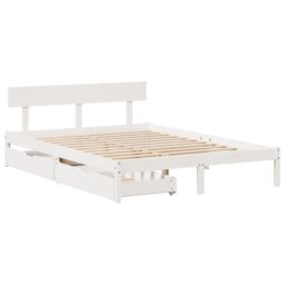 Berkfield Home Bed Frame without Mattress White 120x190 cm Small Double Solid Wood Pine - thumbnail 3