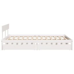 Berkfield Home Bed Frame without Mattress White 120x190 cm Small Double Solid Wood Pine - thumbnail 5