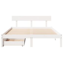 Berkfield Home Bed Frame without Mattress White 120x190 cm Small Double Solid Wood Pine - thumbnail 4