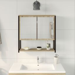Berkfield Home Bathroom Mirror Cabinet Sonoma Oak 60x16x60 cm Engineered Wood in Brown - Size: 60 x 16 x 60 cm - thumbnail 4