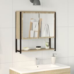 Berkfield Home Bathroom Mirror Cabinet Sonoma Oak 60x16x60 cm Engineered Wood in Brown - Size: 60 x 16 x 60 cm