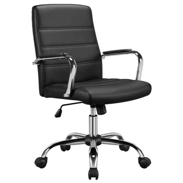 KORVIXA Mid Back PU Leather Office Chairs in Black - Size: 100 cm - image 1