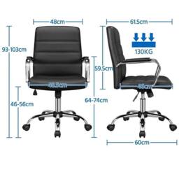 KORVIXA Mid Back PU Leather Office Chairs in Black - Size: 100 cm - thumbnail 2