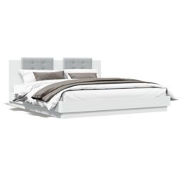 Berkfield Home Bed Frame with LED without Mattress White 180x200 cm Super King - thumbnail 5