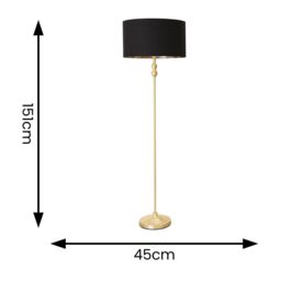ValueLights Maggie Gold Metal Candlestick Floor Lamp with Black & Metallic Gold Shade - thumbnail 6