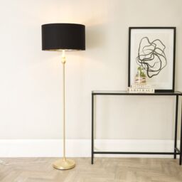 ValueLights Maggie Gold Metal Candlestick Floor Lamp with Black & Metallic Gold Shade - thumbnail 3