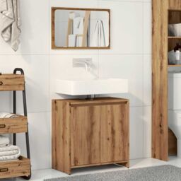 Berkfield Home 2 Piece Bathroom Furniture Set Artisan Oak Engineered Wood in Brown - thumbnail 3