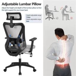 KORVIXA Office Chair Ergonomic Chair in Grey - Size: 0.6m2 - thumbnail 5