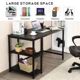 Kelvenix 120x60cm Computer Desk Industrial Writing Table in Black - Size: 0.6m2 - thumbnail 4