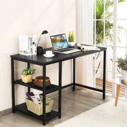 Kelvenix 120x60cm Computer Desk Industrial Writing Table in Black - Size: 0.6m2 - thumbnail 3
