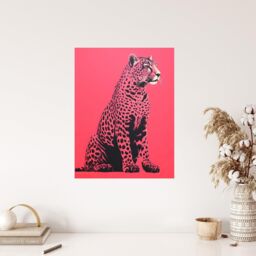 "Wee Blue Coo Wall Art Print Watermelon Pink Cheetah Animal Bold Living Room - Size: W24"" x H32""" - thumbnail 4