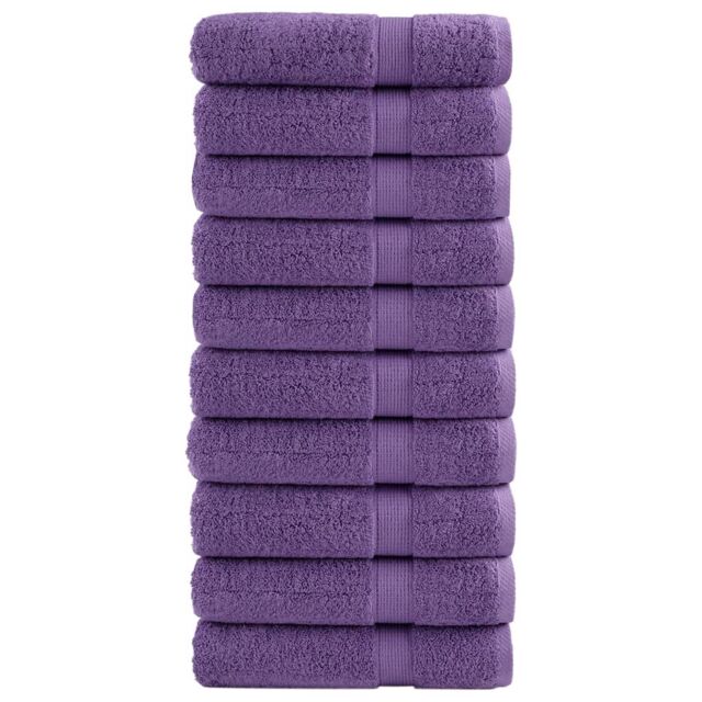 Berkfield Home Premium Bath Towels SOLUND 10 pcs 100x150 cm 600 gsm in Purple - image 1