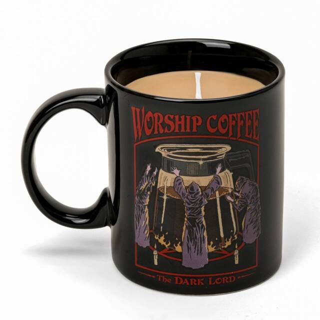 Steven Rhodes Worship Coffee Black Mug Candle with Vanilla Espresso Scent - Size: Medium - image 1
