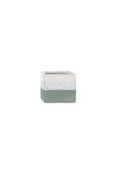 KDMD Hortus Green & White Bordeaux Stoneware Cube 9.5cm H x 10.5cm W 2 - Size: 9.5 cm H x 10.5 cm W - thumbnail 7