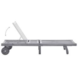 Berkfield Home Sun Lounger Solid Acacia Wood in Light Grey - thumbnail 7