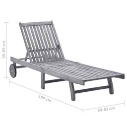 Berkfield Home Sun Lounger Solid Acacia Wood in Light Grey - thumbnail 8
