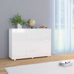 Berkfield Home Sideboard High Gloss White 107x35x76 cm - Size: 107 x 35 x 76 cm - thumbnail 2