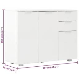 Berkfield Home Sideboard High Gloss White 107x35x76 cm - Size: 107 x 35 x 76 cm - thumbnail 8