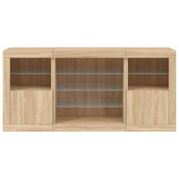 Berkfield Home Sideboard with LED Lights Sonoma Oak 142.5x37x67 cm in Light Tan - thumbnail 6