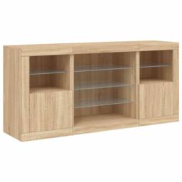 Berkfield Home Sideboard with LED Lights Sonoma Oak 142.5x37x67 cm in Light Tan - thumbnail 5