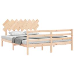 Berkfield Home Beautiful Bed Frame with Headboard 160x200 cm Solid Wood in Natural - thumbnail 4