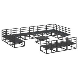 Berkfield Home Garden Sofa Set with Cushion with Pillow 14 pcs Black Aluminium - thumbnail 8