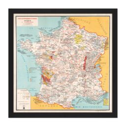 "Artery8 Wall Art Print Bourguignon 1932 Map France Gastronomy Food Square Framed Picture 16X16 Inch in Black - Size: W16"" x H16""" - thumbnail 1