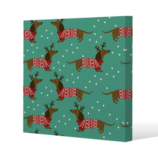 Benjamin Tate Design Dutchshunds in christmas (canvas) / 46 x 46 x 4cm in Natural - Size: 46 x 46 x 4 cm - image 1