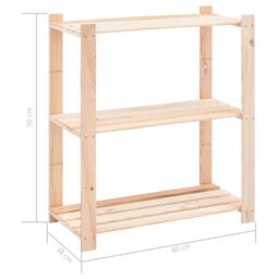 Berkfield Home 3-Tier Storage Racks 3 pcs 80x38x90 cm Solid Pinewood 150 kg in Beige - Size: 80 x 38 x 90 cm - thumbnail 8