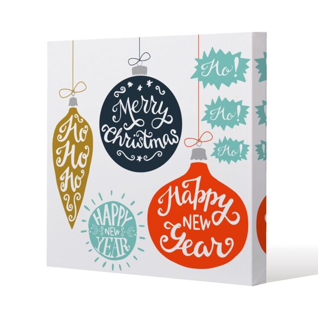 Benjamin Tate Design Vintage christmas baubles with merry christmas (canvas) / 46 x 46 x 4cm in Natural - Size: 46 x 46 x 4 cm - image 1