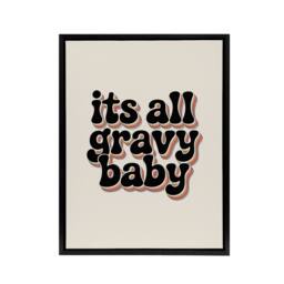 "Artery8 Funky Retro It's All Gravy Baby Rainbow Typography Framed Canvas Art in Beige - Size: W12"" x H16""" - thumbnail 1