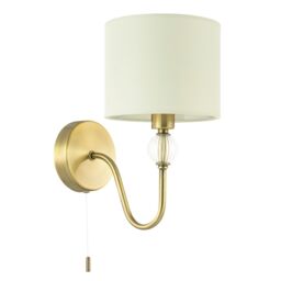 Happy Homewares Traditional Bedside Wall Light in Antique Brass with Pull Switch & Shade in Metallic Gold - thumbnail 2