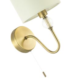 Happy Homewares Traditional Bedside Wall Light in Antique Brass with Pull Switch & Shade in Metallic Gold - thumbnail 3