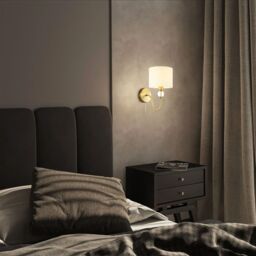 Happy Homewares Traditional Bedside Wall Light in Antique Brass with Pull Switch & Shade in Metallic Gold - thumbnail 7
